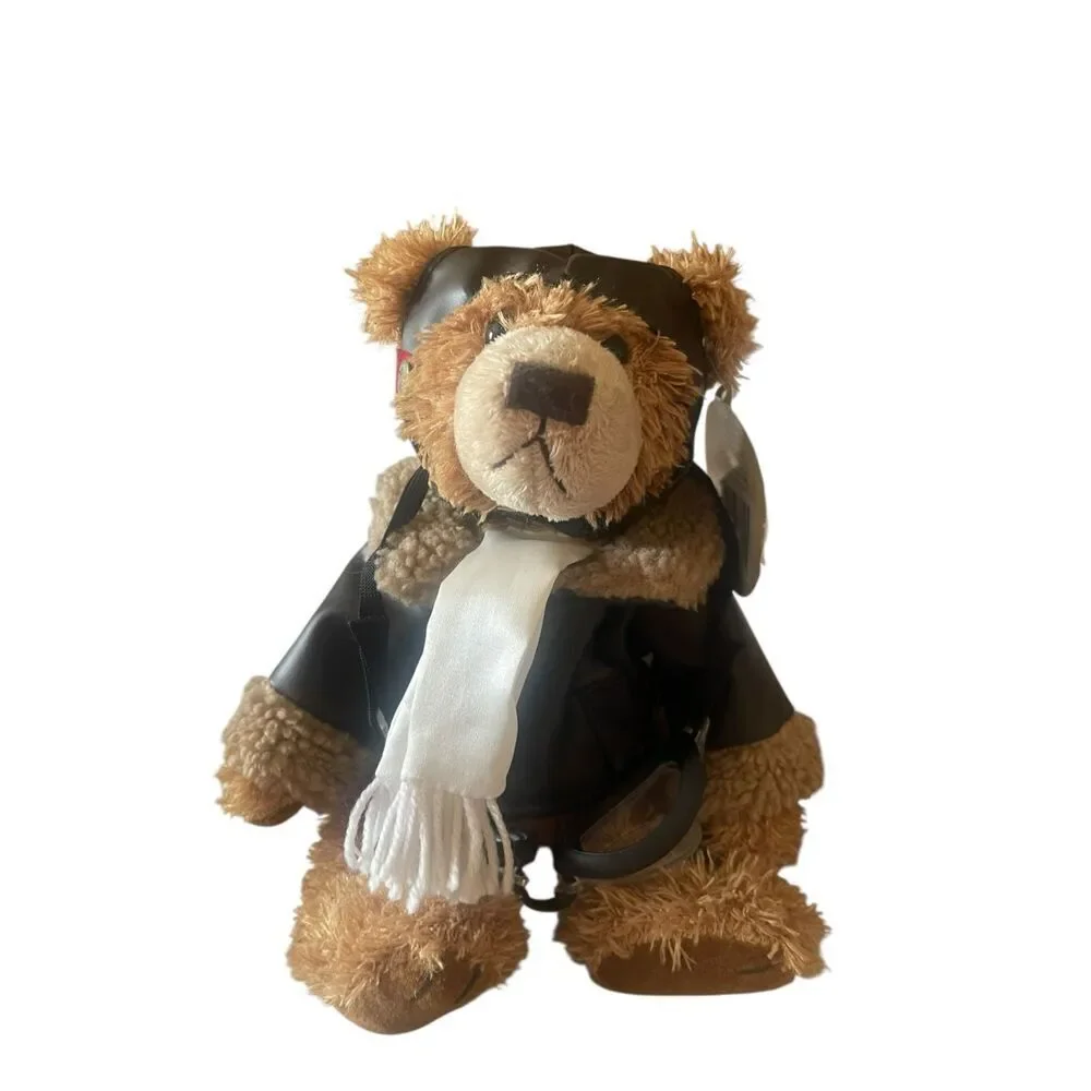 New Brass Button Bear Brown Teddy Friendship Aviator Ralph Stuffed Animal